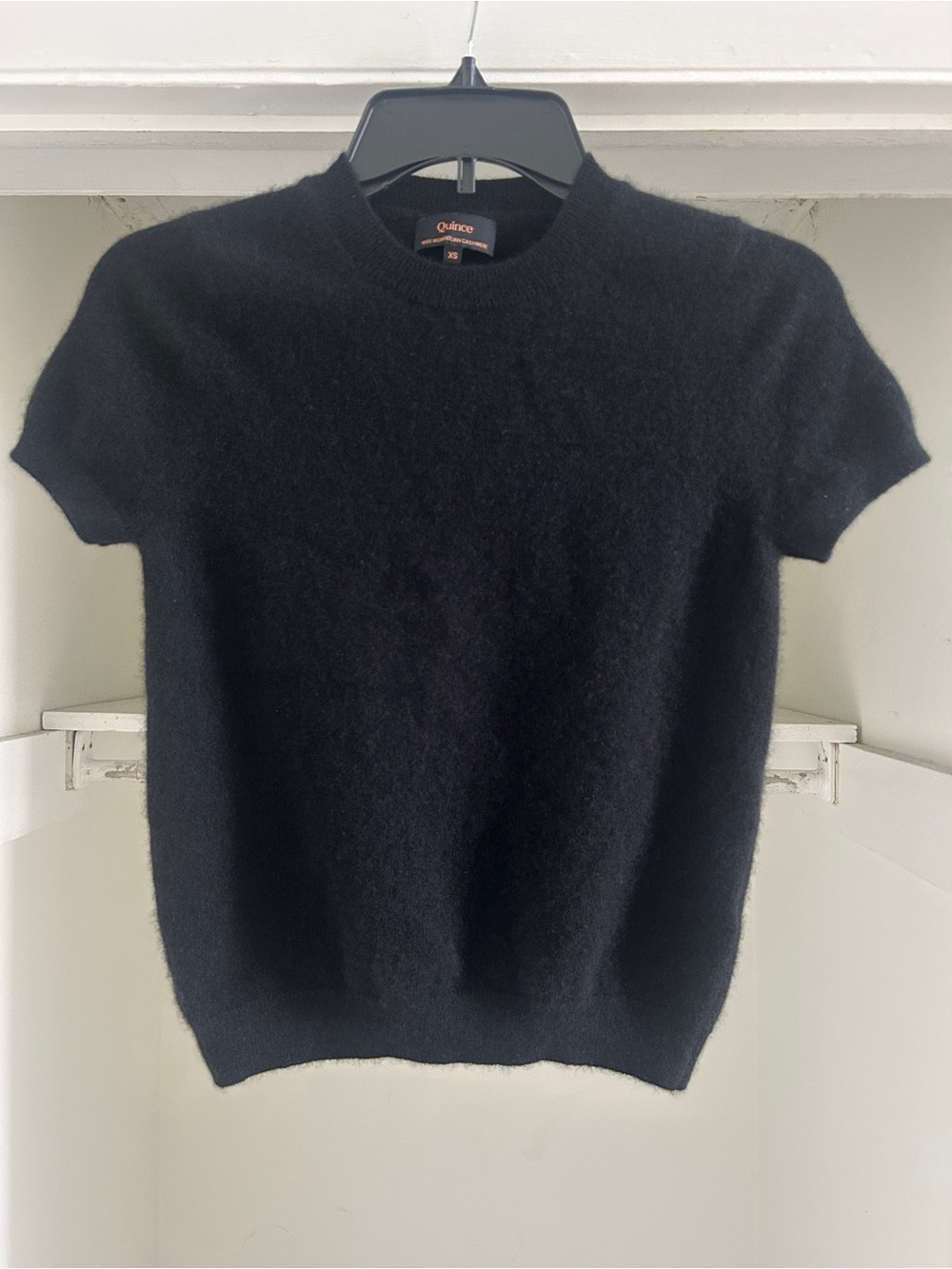 QUINCE MONGOLIAN CASHMERE TEE BLACK WOMEN'S XS
